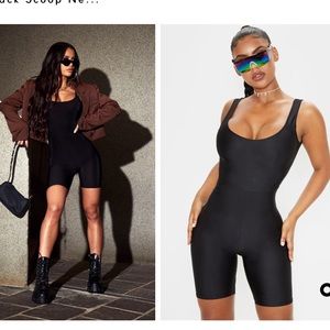 Black Scoop Neck Unitard